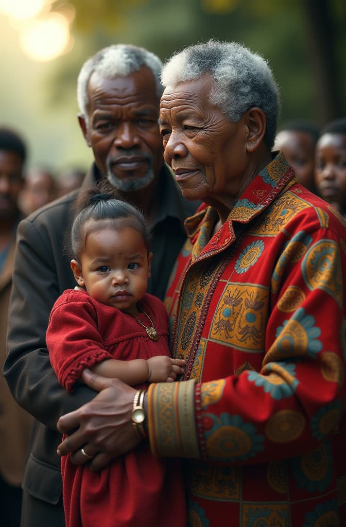  nelson mandela de su pueblo natal junto a su familia hyperrealistic, full body, detailed clothing, highly detailed, cinematic lighting, stunningly beautiful, intricate, sharp focus, f/1. 8, 85mm, (centered image composition), (professionally color graded), ((bright soft diffused light)), volumetric fog, trending on instagram, trending on tumblr, HDR 4K, 8K