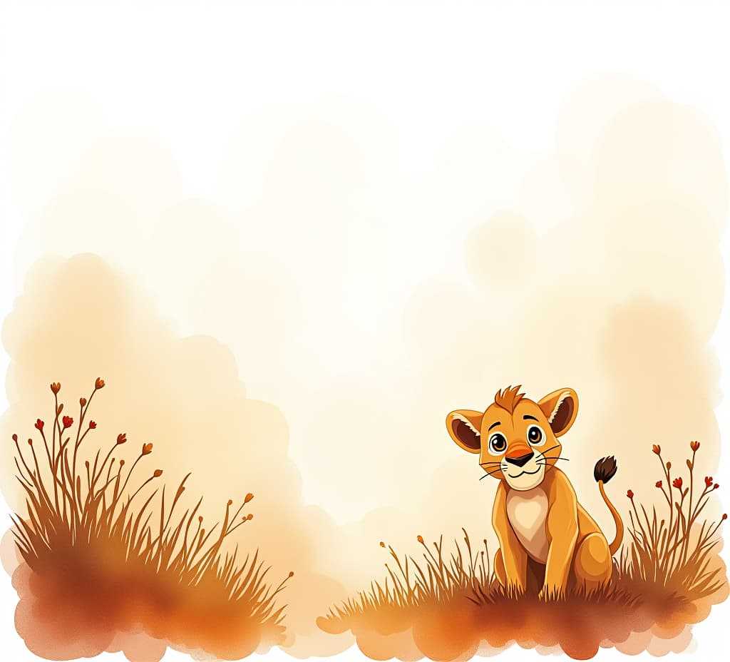  watercolor background with lion cub border