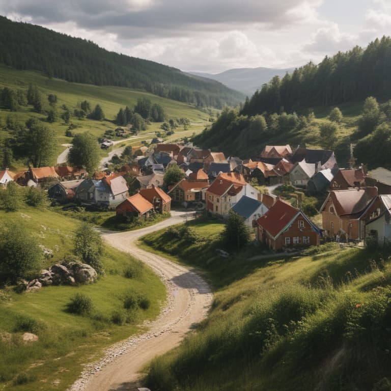 Show me a picture of the village of moheda in Sweden, in the style of lord of the rings