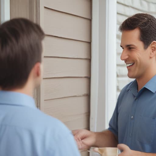 Salesman selling door to door hvac services