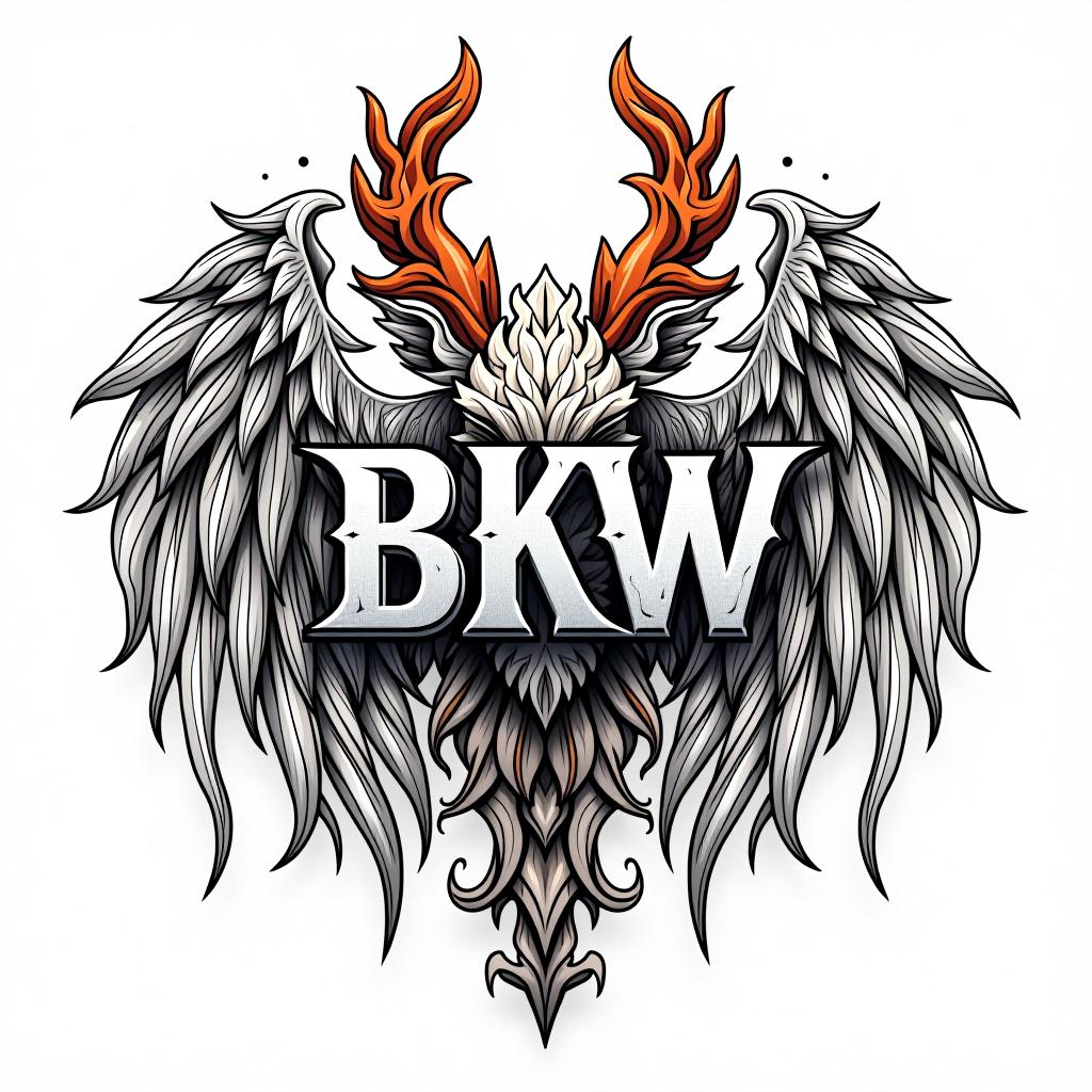  bkw logo, typography design, white backgroudhyper detail, intricate details, sharp focus, high resolution, 8k, ultra detailed, vib