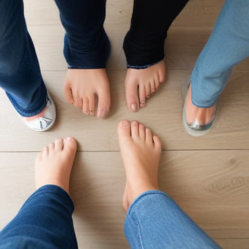 A feet of man and women wearing jeans leaving there flat