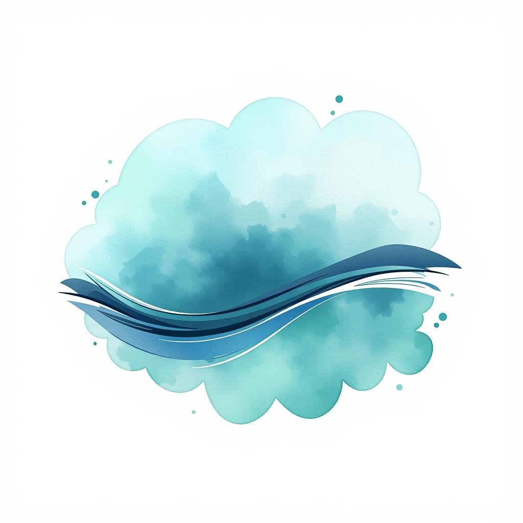  design a logo, watercolor style, logo, sea, blue teal colors, white background