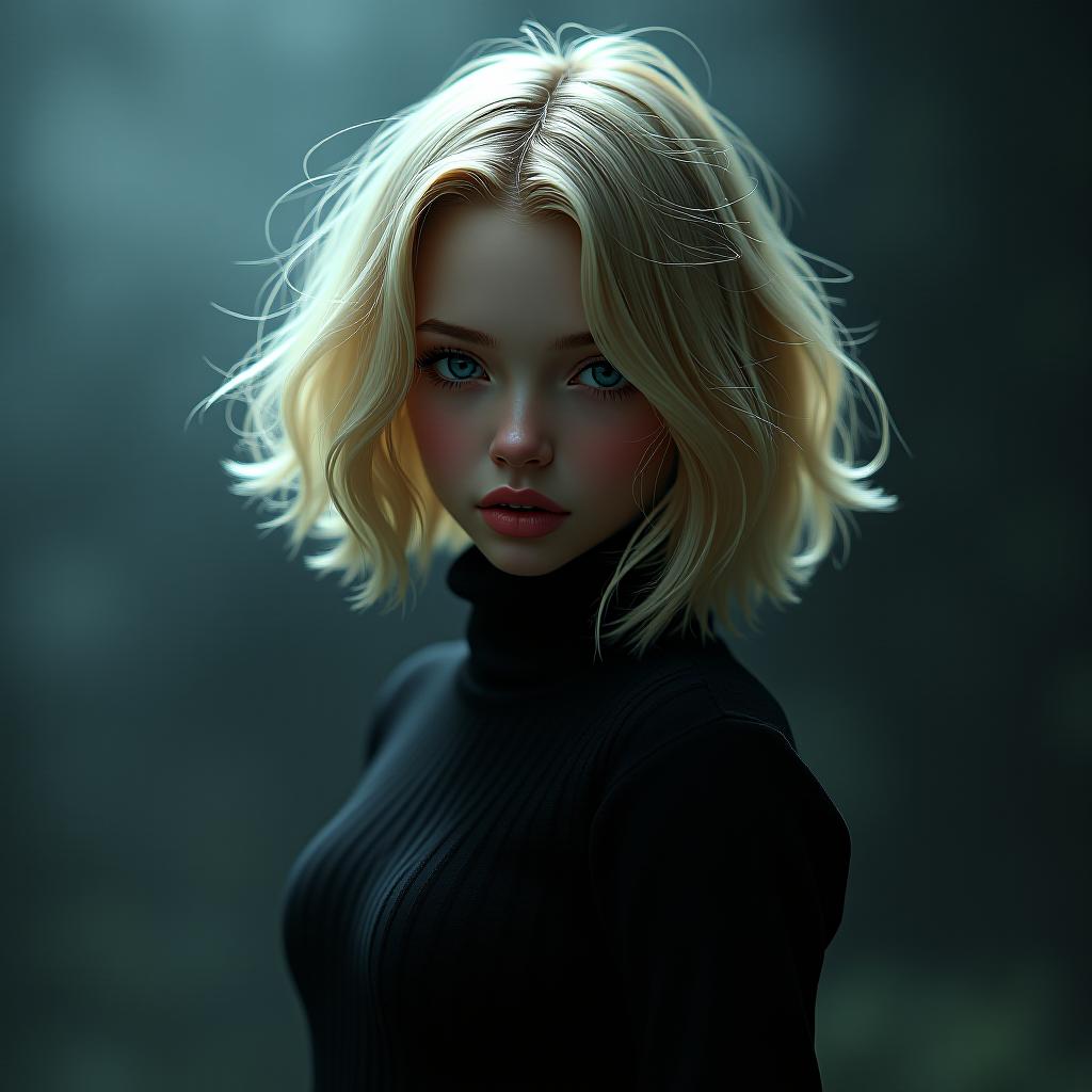  xxmix girl,1girl,fluffyshorthair,darktheme,blondehair,messyhair,filmgrain,fog,blackthememtyndall hyperrealistic, full body, detailed clothing, highly detailed, cinematic lighting, stunningly beautiful, intricate, sharp focus, f/1. 8, 85mm, (centered image composition), (professionally color graded), ((bright soft diffused light)), volumetric fog, trending on instagram, trending on tumblr, HDR 4K, 8K