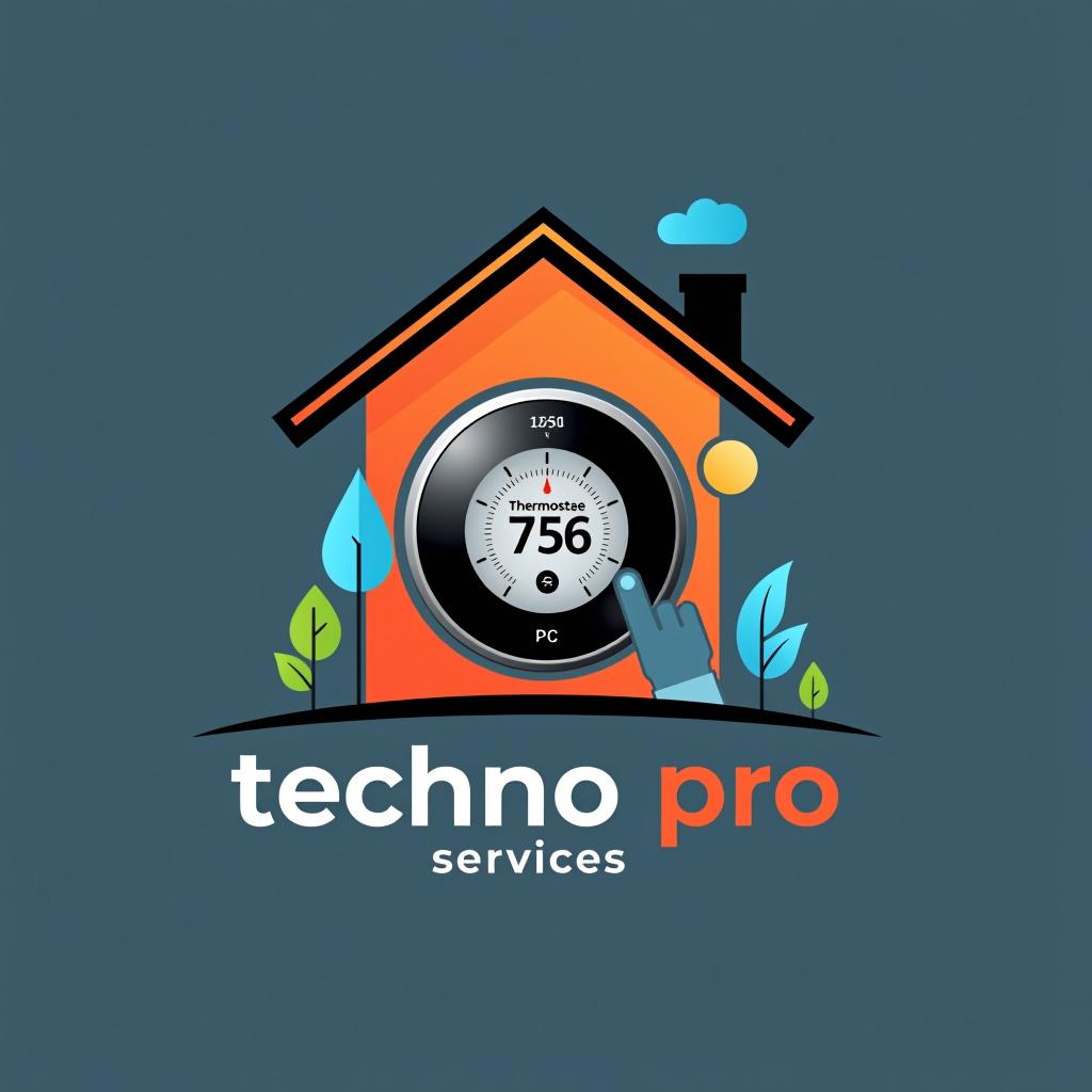  design a logo, maison connecté thermostat économie d’énergie , with the text 'techno pro services'.