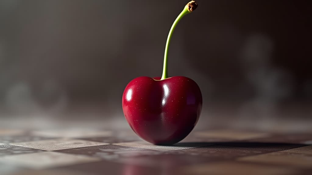  scenes about health and fitness, a cherry with a pit protruding out, with an alarming symbol indicating the presence of cyanide in cherry pits. hyperrealistic, full body, detailed clothing, highly detailed, cinematic lighting, stunningly beautiful, intricate, sharp focus, f/1. 8, 85mm, (centered image composition), (professionally color graded), ((bright soft diffused light)), volumetric fog, trending on instagram, trending on tumblr, HDR 4K, 8K