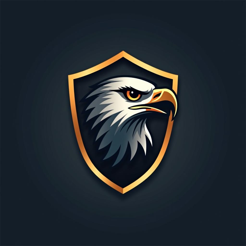  design a logo, create an emblem logo using an eagle’s eye and a shield, emphasizing the company’s focus on vigilance and protection.