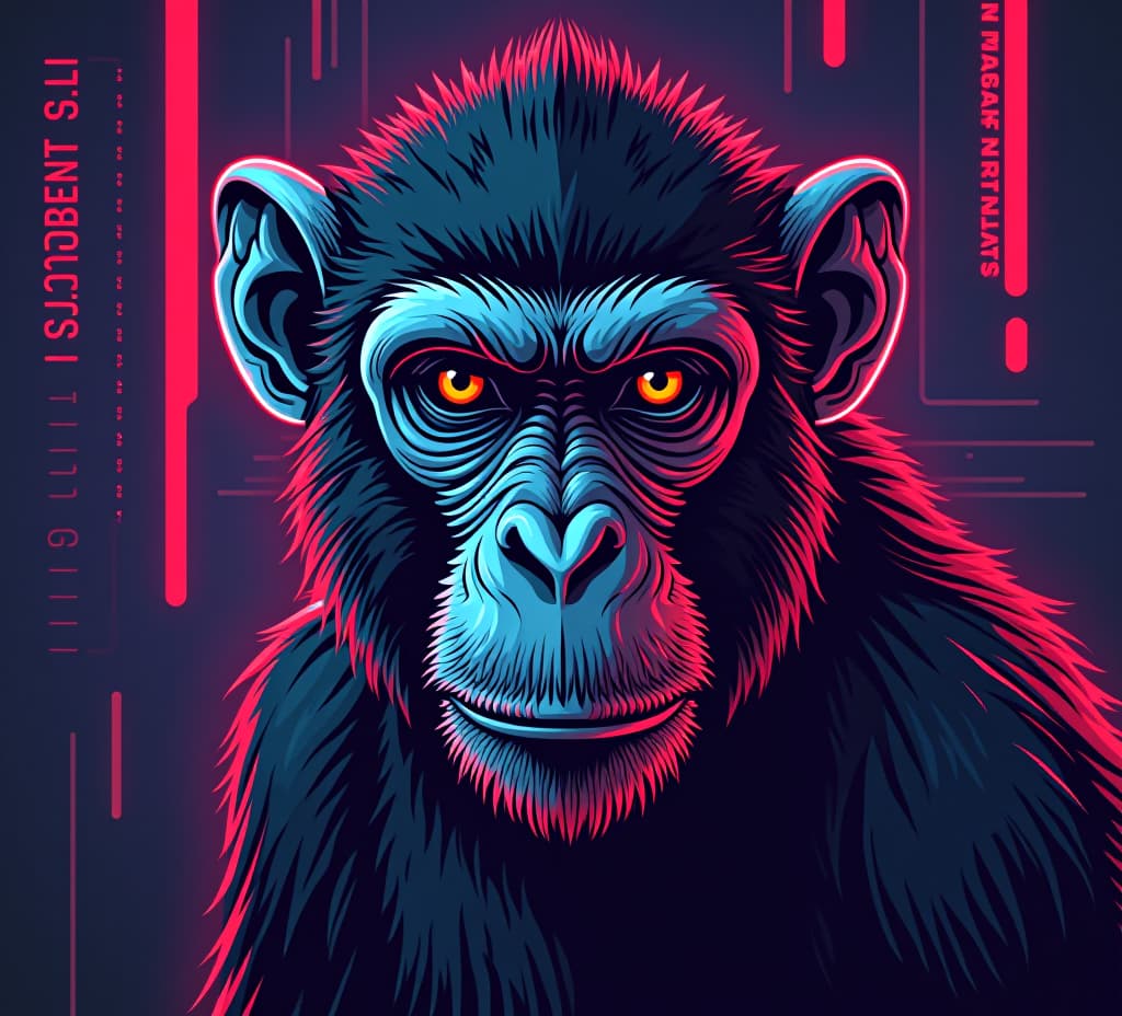  smart monkey cyberpunk style wallpaper