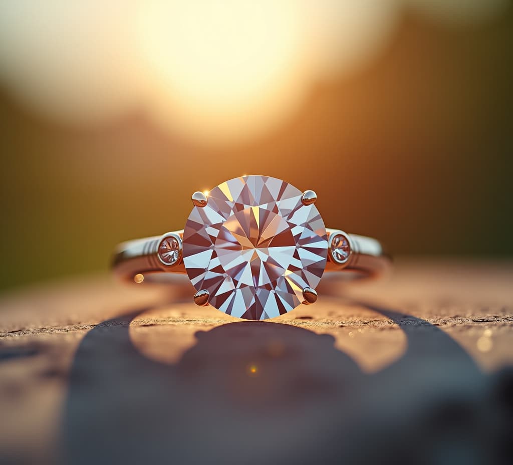  smart jewelry piece sparkling in sunlight with softly blurred background for advanced wearable technology and enhanced personal health tracking