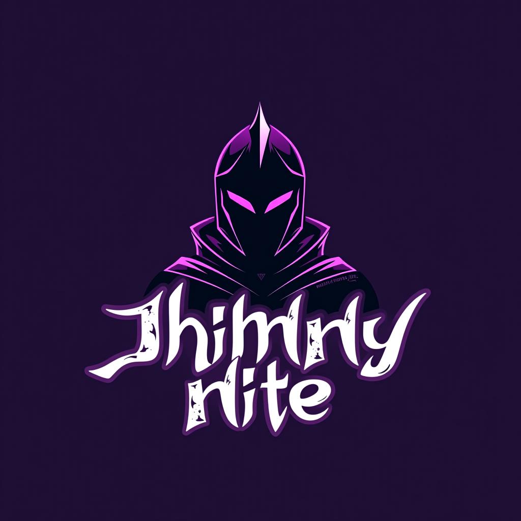  design a logo, in a minimalism style. knight graffiti purple and black, with the text 'johnny nite'.