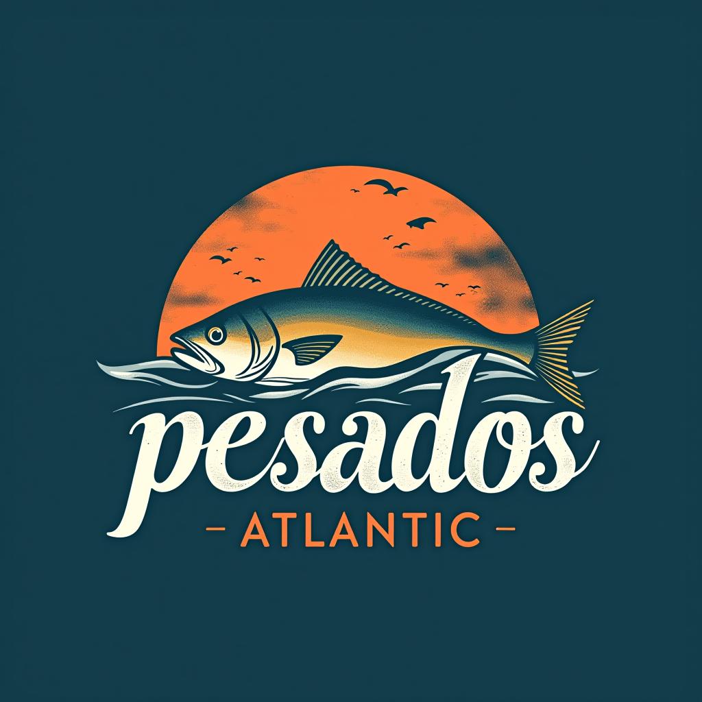  design a logo, vendemos pescados , with the text 'pescados mariscos atlantic '.