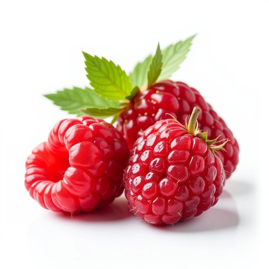  fresh raspberry, isolated on white background, juicy and vibrant, high quality, high details, hd, perfect composition, 4k epic detailed, highly detailed, sharp focus, high resolution