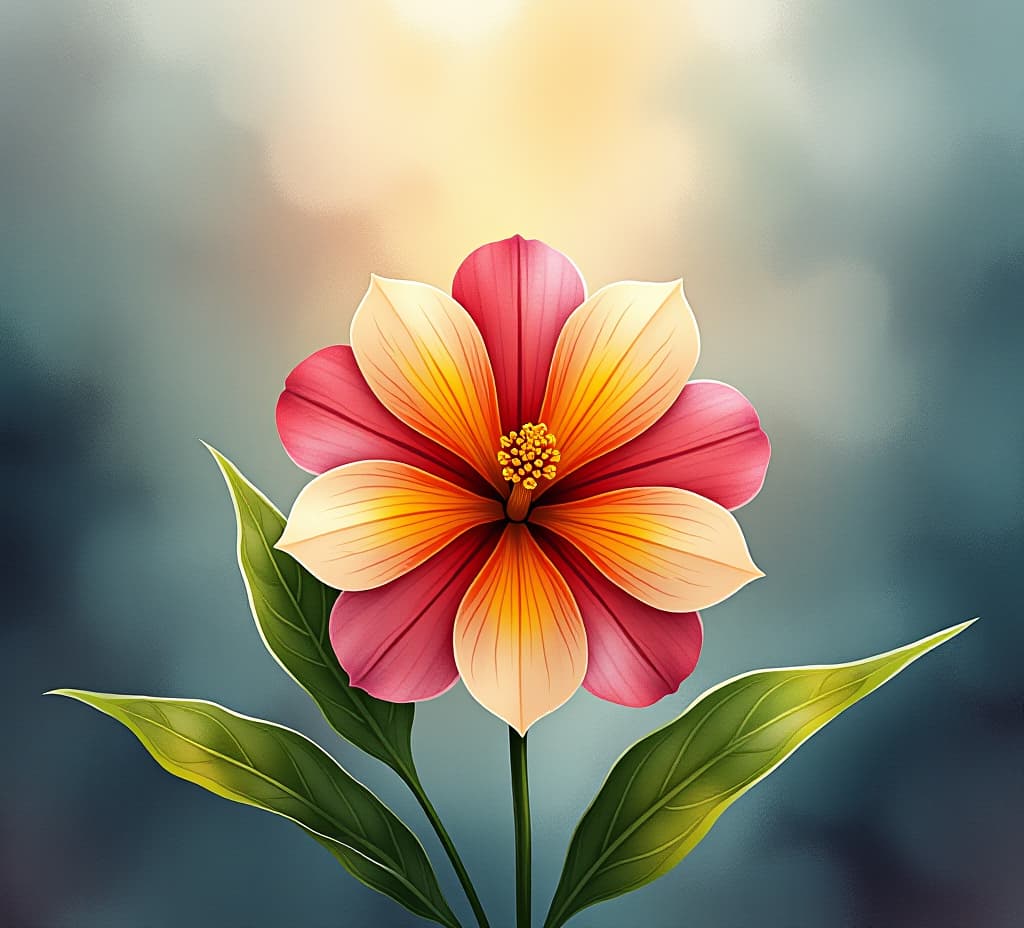  champa flower in worship in front of a watercolor background with copy space