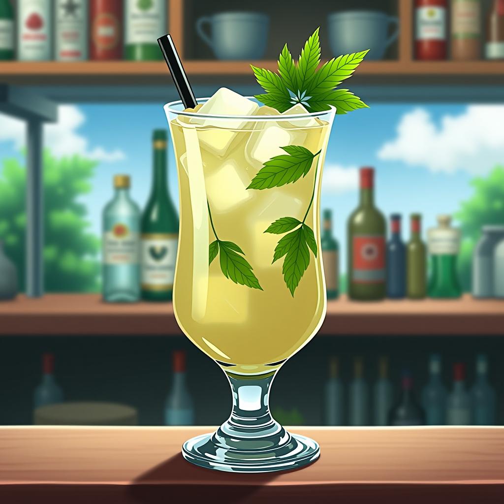  herbalife cocktail in anime style.