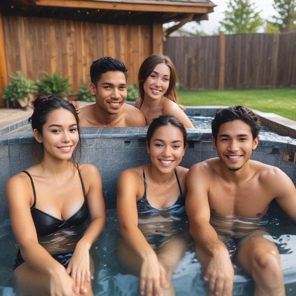 three s of different ethnicity sitting in a hot tub