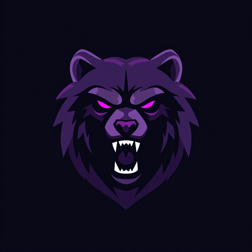  design a logo, esports logo, angry bear, black and purple color