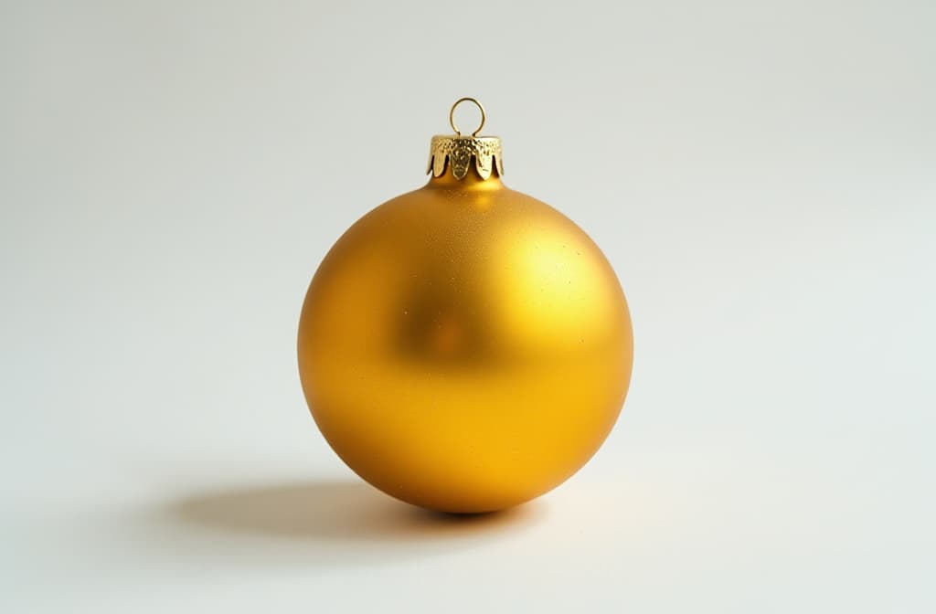  professional detailed photography, christmas yellow ball on white background ar 3:2, (muted colors, dim colors, soothing tones), (vsco:0.3)