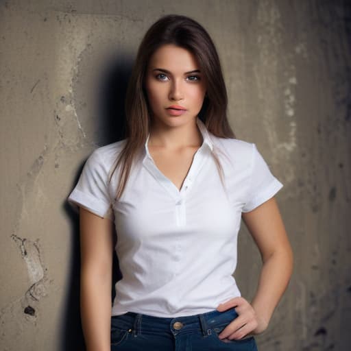 40k woman in shirt with Old Wall background