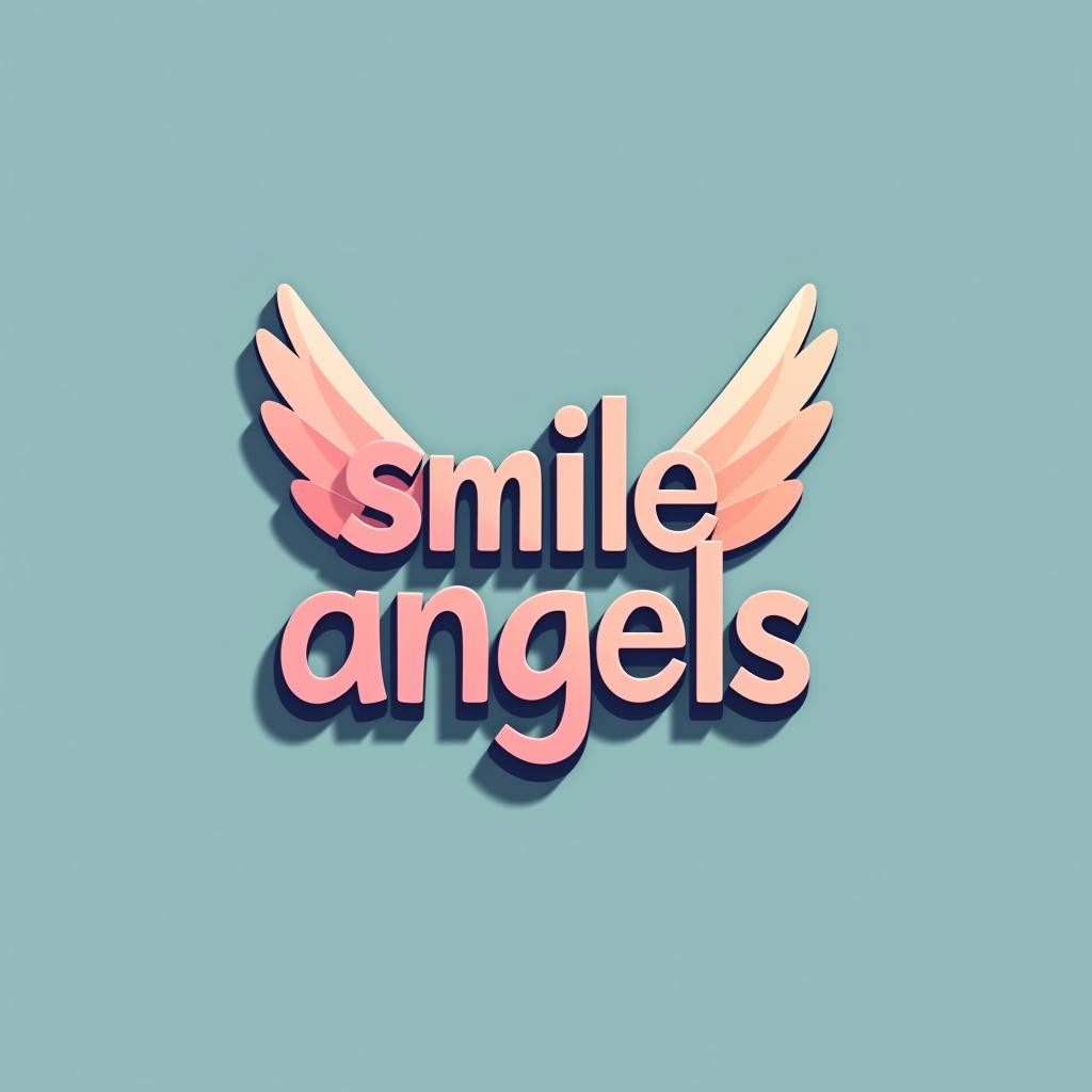  design a logo, in a threedrender style. 水彩スタイル、シンプルなロゴ、白背景、かっこいい、シンプル。, with the text 'smile angels'.