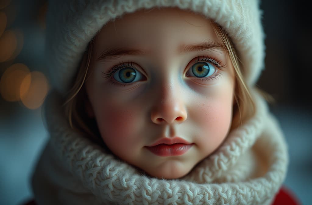  child christmas wish ar 3:2, (natural skin texture), highly detailed face, depth of field, hyperrealism, soft light, muted colors