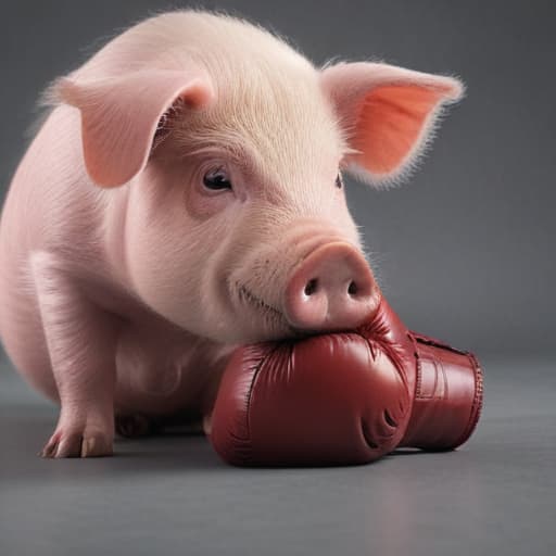 A boxing glove next to a pig