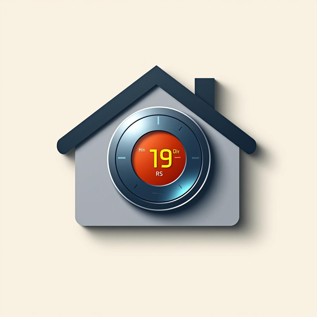  design a logo, in a threedrender style. maison neuve connecté tête thermostat 19 degrés, with the text 'techno pro services'.