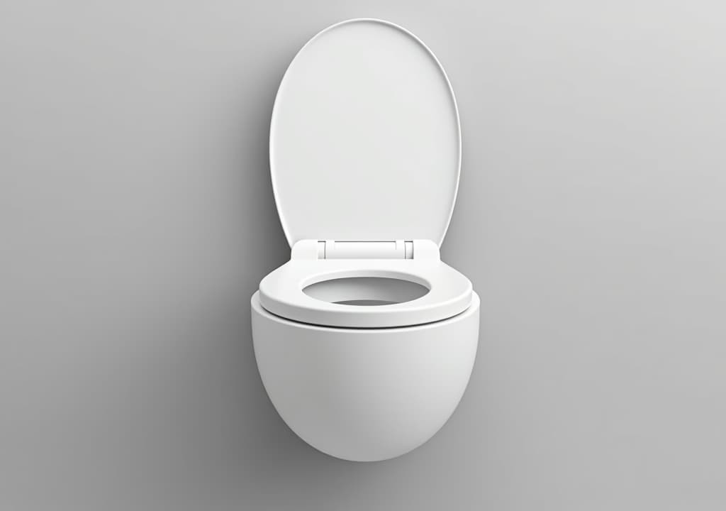  a white toilet with a seat open