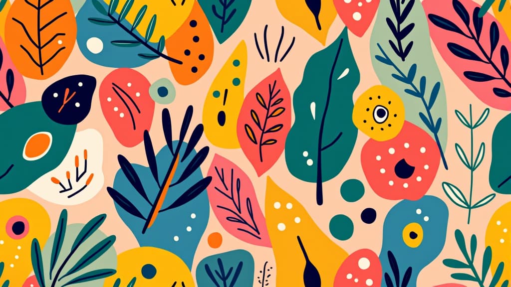  bright and lively seamless pattern with bold colors and cheerful abstract shapes