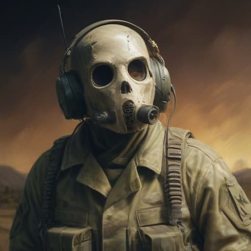 Army Radio ghost in Oil painting style