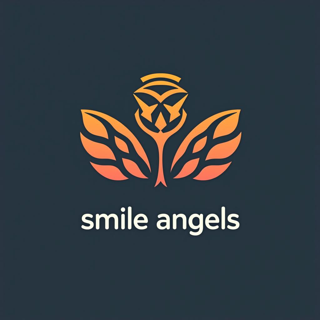  design a logo, in a geometric style. 水彩スタイル、水のロゴ、水色のグラデーションカラー、白背景。, with the text 'smile angels'.