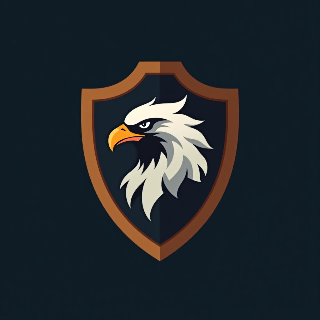  design a logo, create an emblem logo using an eagle’s eye and a shield, emphasizing the company’s focus on vigilance and protection.