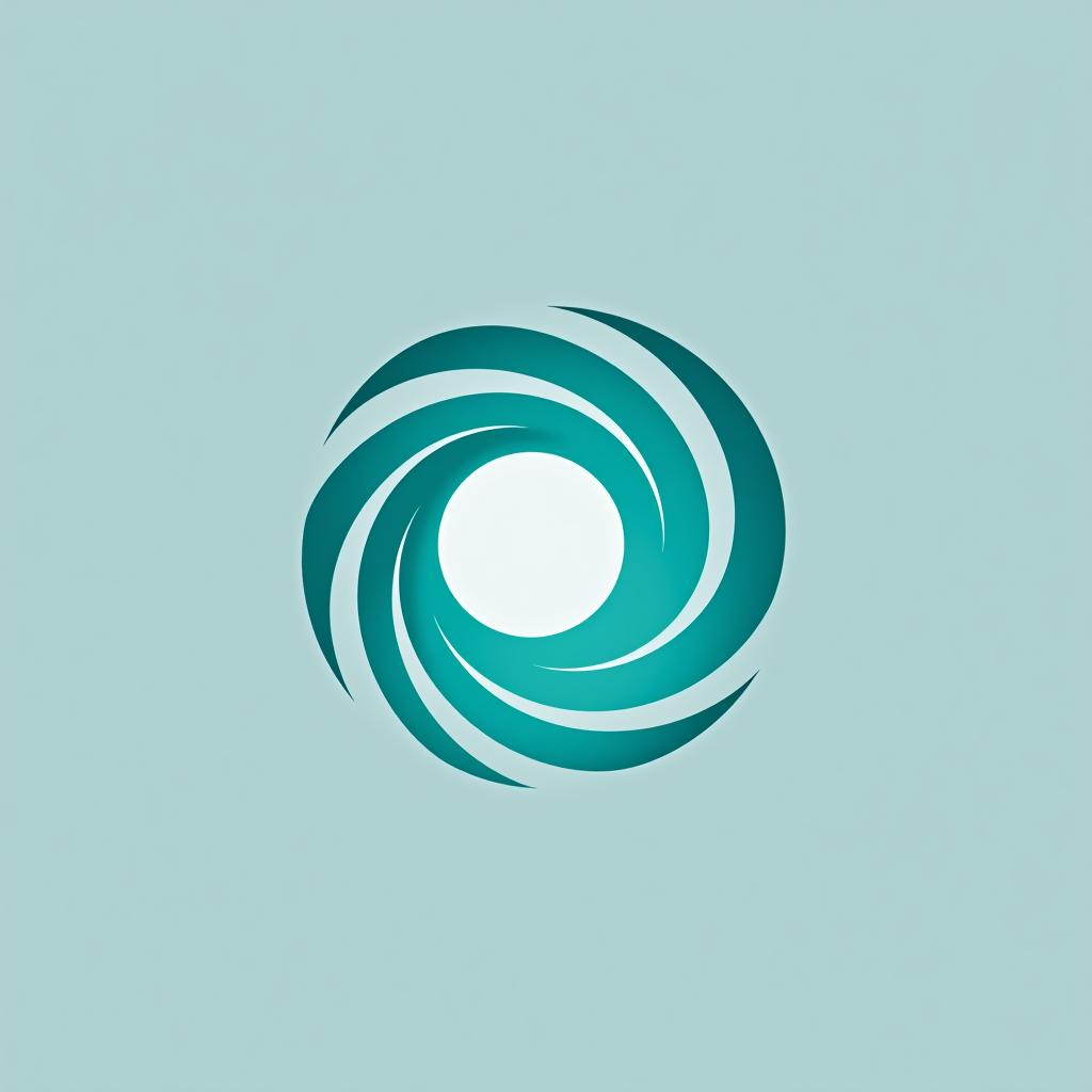  design a logo, a company logo with a circular vortex logo, clean beautiful design, simple, beautiful aesthetic, duotone blue and teal on white background, sharp, clean lines, hurricane