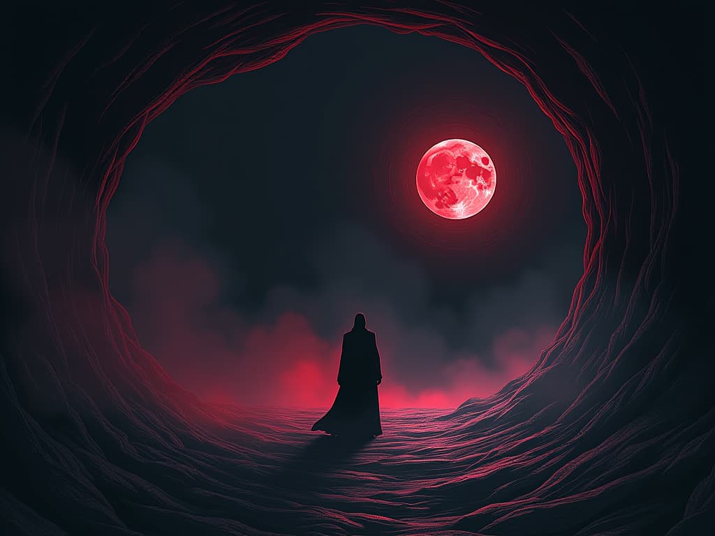  figure stuck in vortex, dark swirling shadows, sense of eternal struggle and stagnation. the style is digital art illustration / modern comic book / graphic dark novel fantasy and mysterious occult, symbolic, moody lighting, esoteric vibe,high detail on character design. for the color scheme emphasize blacks and reds.