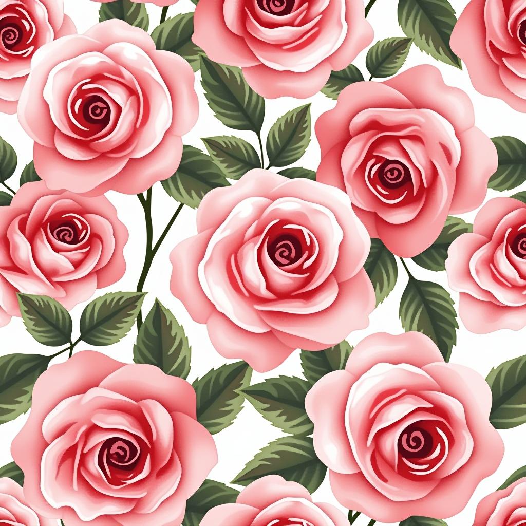  create a seamless digital design featuring a pattern of large, beautiful roses with soft, watercolor like effects. the roses should cover the entire surface, creating a bold, elegant, and continuous look. the overall style should be light and airy, with delicate leaves and petals to enhance the natural, floral theme. the design should be seamless to ensure it can be used in repeating patterns or wraps.