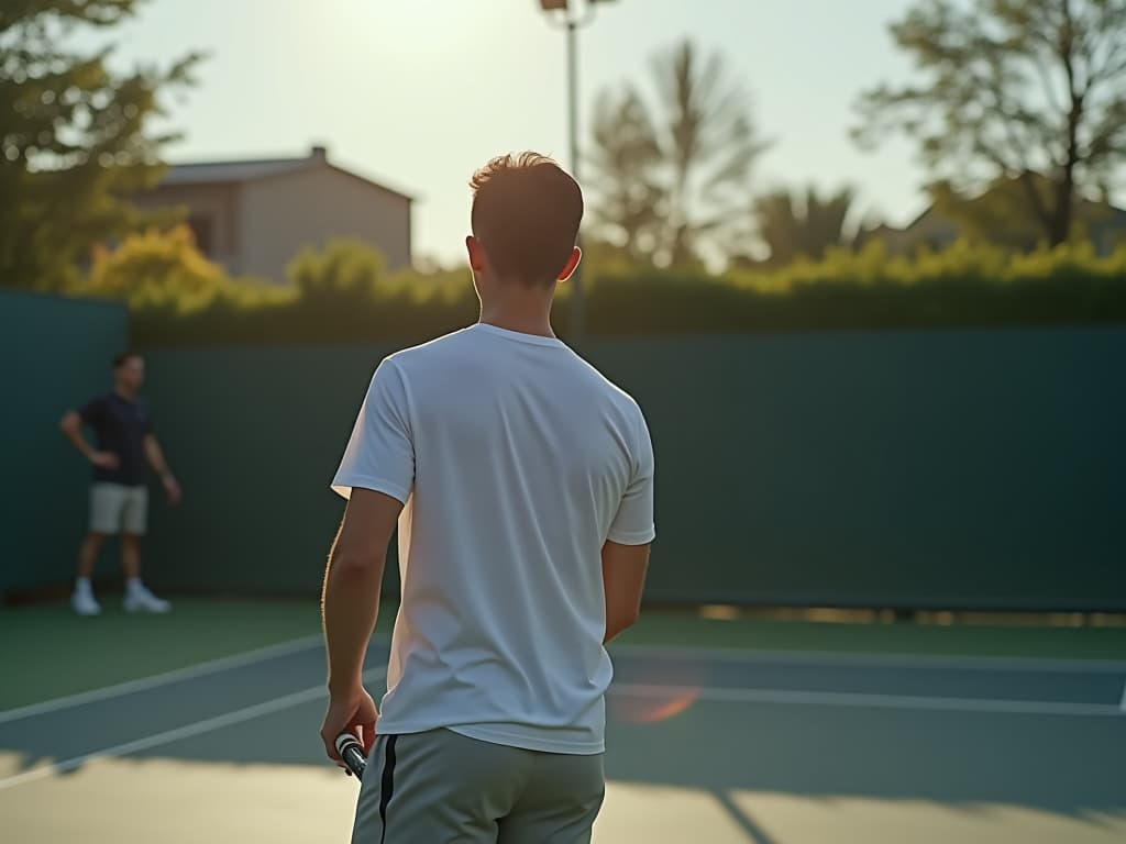  a man from the back playing tennis