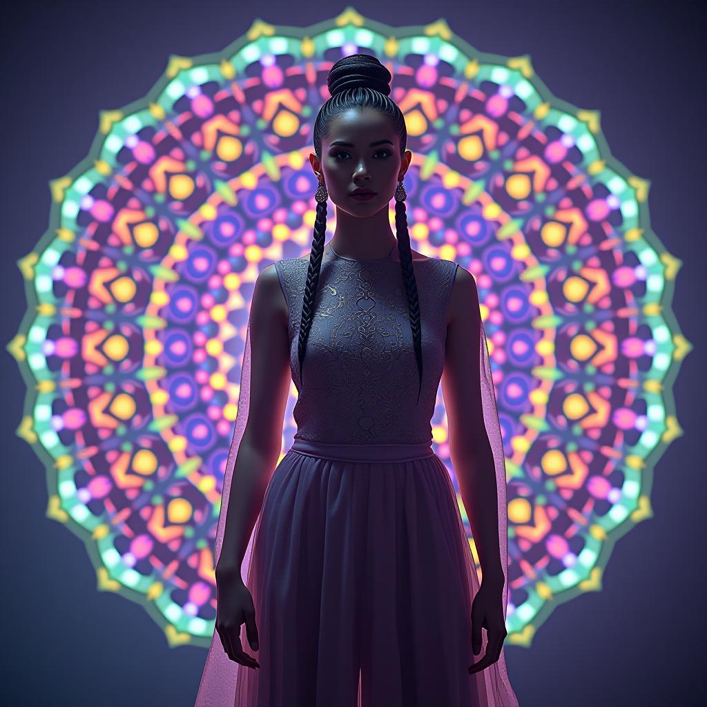  (mandala: 1.4) light background, in the circle of the mandala, bright, saturated. colors lilac, green, red, yellow, blue hyperrealistic, full body, detailed clothing, highly detailed, cinematic lighting, stunningly beautiful, intricate, sharp focus, f/1. 8, 85mm, (centered image composition), (professionally color graded), ((bright soft diffused light)), volumetric fog, trending on instagram, trending on tumblr, HDR 4K, 8K