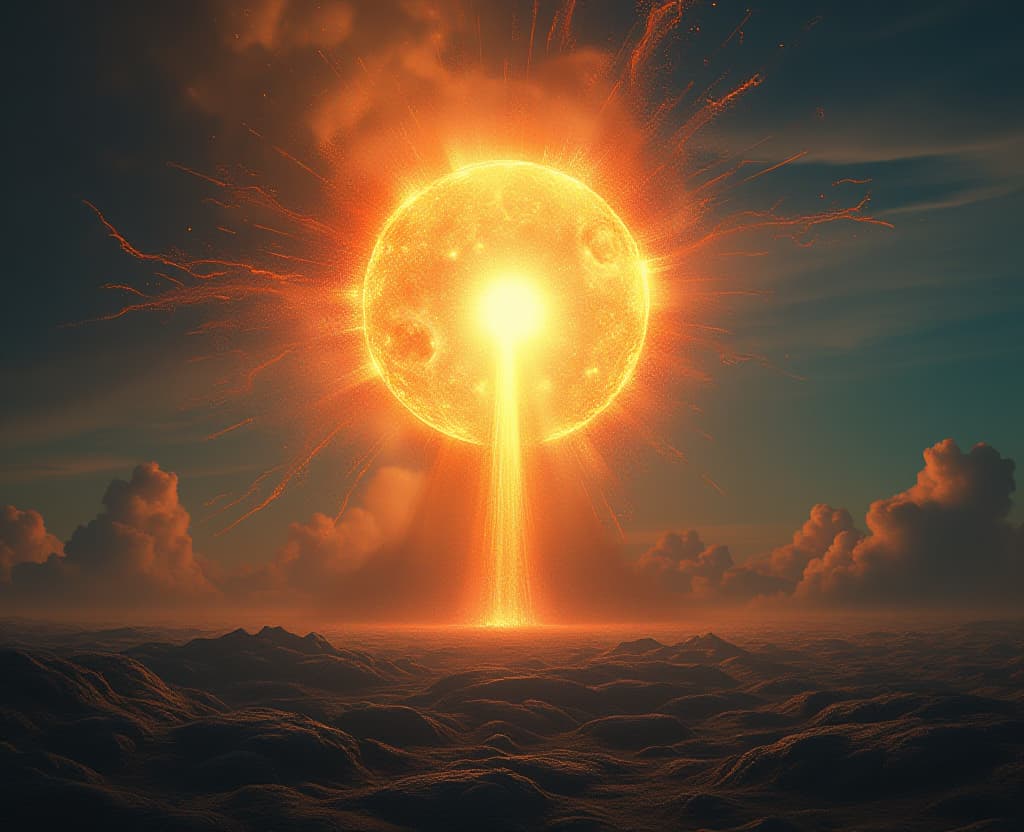  more than 16,000 years ago, a second sun lit in the sky. it grew from day to day and became overgrown with a fiery crown. and finally the day came when the light fell to the ground. from it came a creature that emitted the same bright light. the alien transmitted his knowledge through touching the astral body of people.