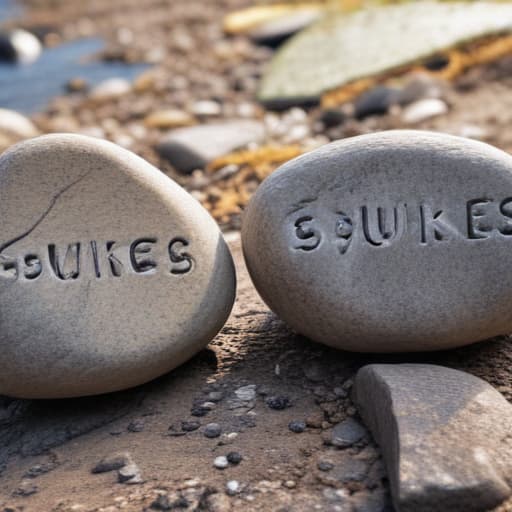 Couple of rocks written name Svukes