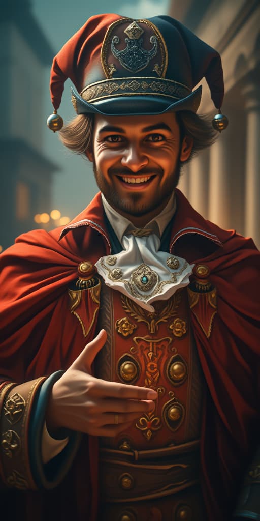  cheerful magician, high quality, high details, hd, perfect composition, 4k epic detailed, highly detailed, sharp focus, high resolution