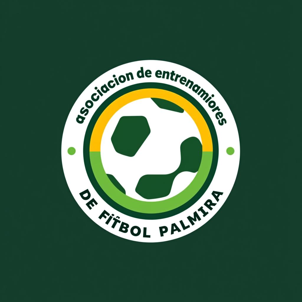  design a logo, asociación de entrenadores, colores blanco verde amarillo , with the text 'asociación de entrenadores de fútbol palmira '.