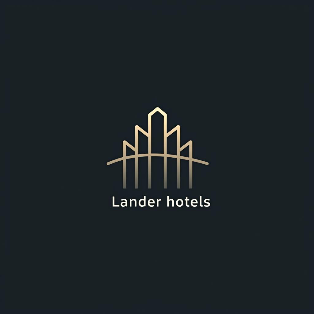  design a logo, minimal line logo in the theme of real estate, with the text 'lander hotels'.