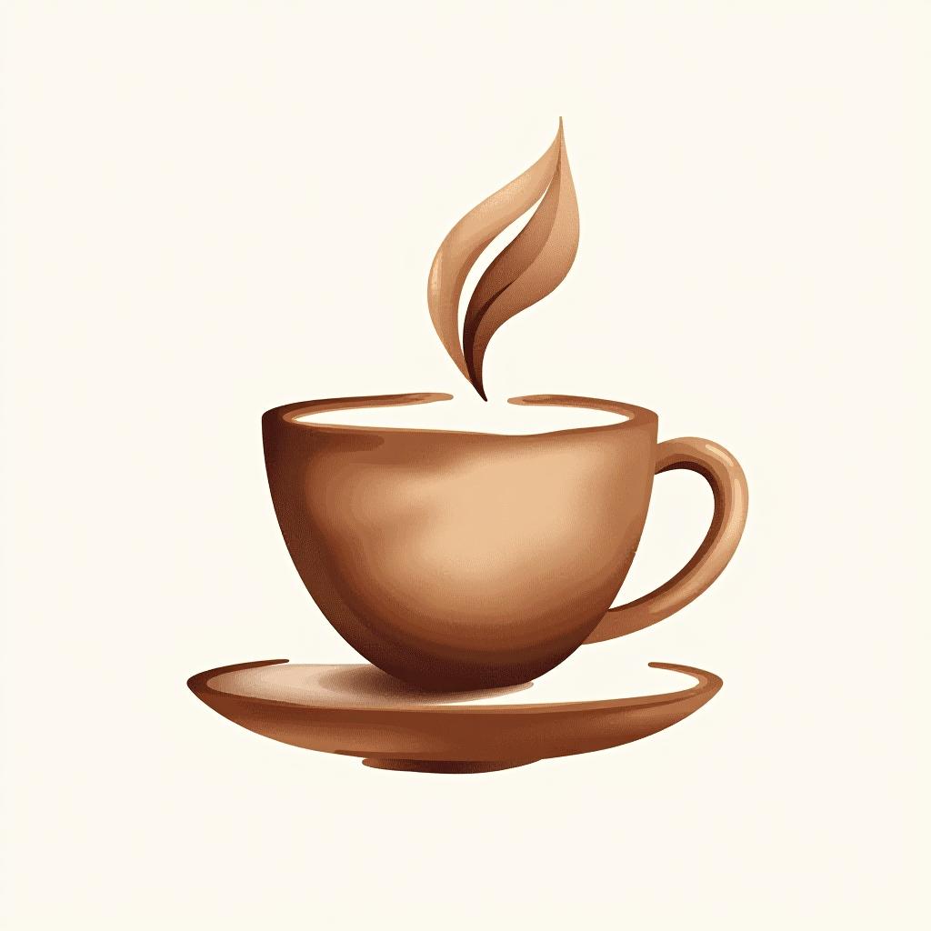  design a logo, watercolor style, logo of a coffee cup, brown gradient colors, white background