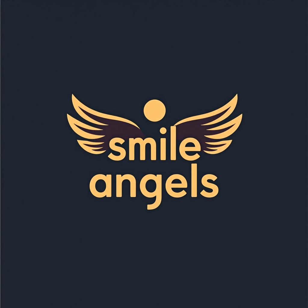  design a logo, in a abstract style. 水彩スタイル、ロゴ、海、青緑色、、白背景。, with the text 'smile angels'.