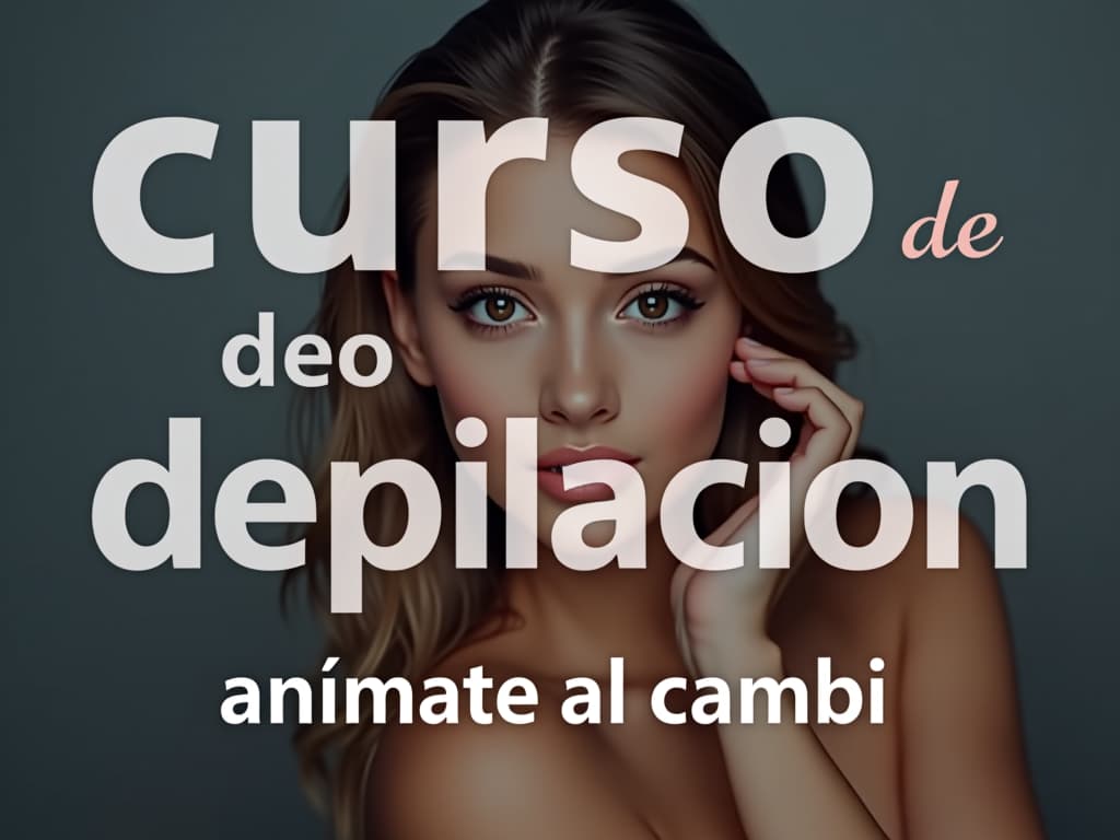  a modern ad poster with the text ‘curso de fotodepilacion’ in big letters. at the bottom there is the text ‘anímate al cambio’