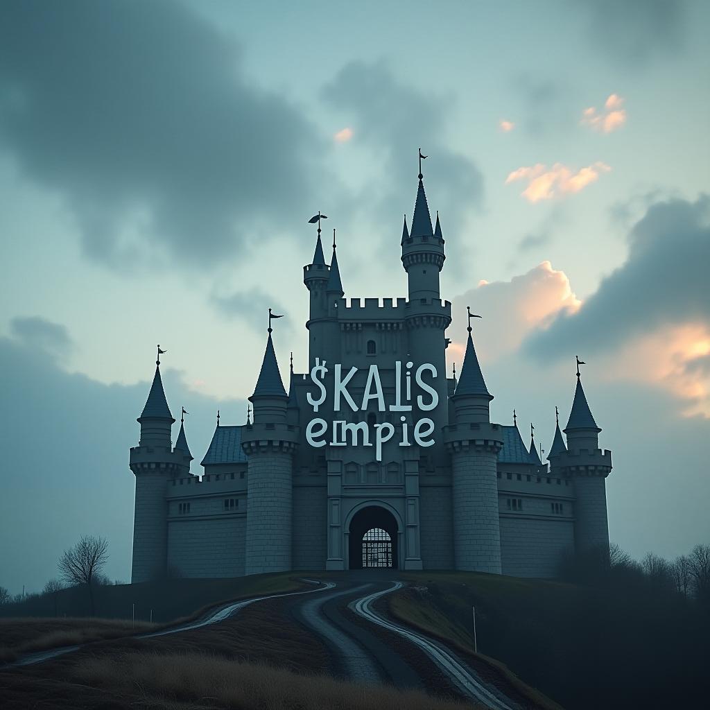  building a castle. with the words written on the sky '$kalis empire'