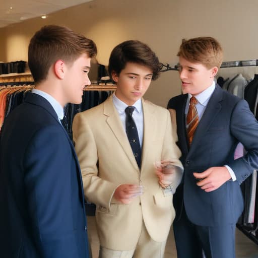 Teenage boys buying their first suit