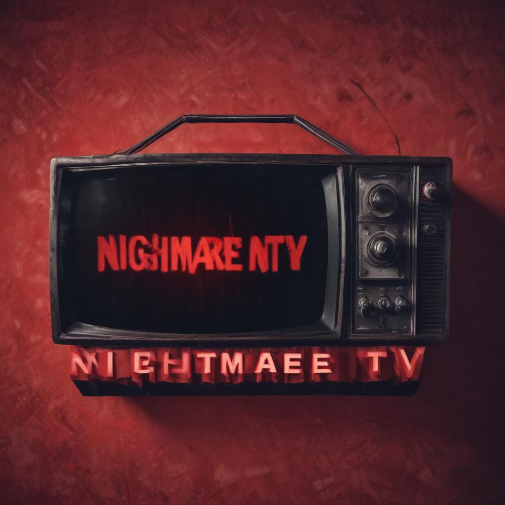 Profile photo of a horror channel with the name “ Nightmare TV “ Red letters and retro background No character