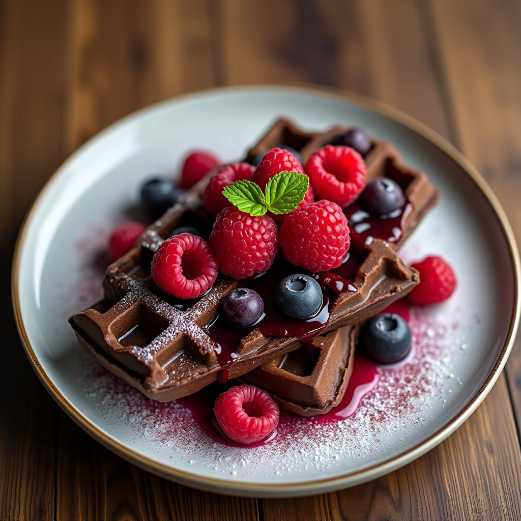  delicious dessert dish chocolate raspberry waffle berry