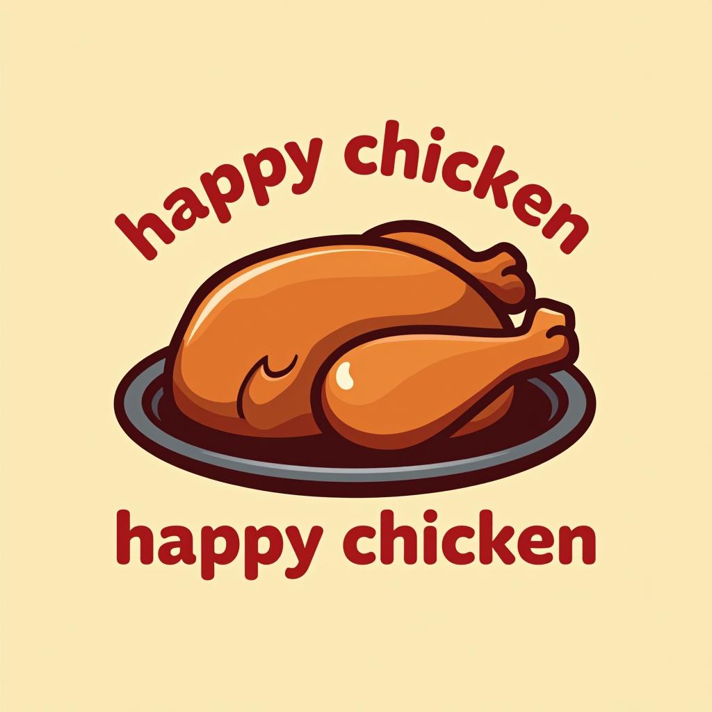  design a logo, roast chicken , with the text 'happy chicken'.