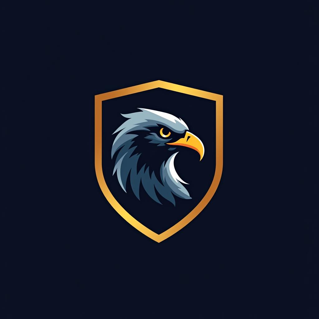  design a logo, create an emblem logo using an eagle’s eye and a shield, emphasizing the company’s focus on vigilance and protection.